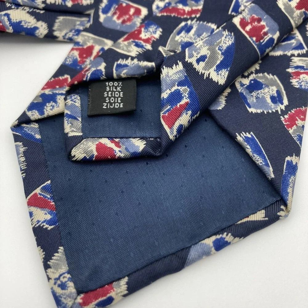 Brandini Mens Tie Silk Necktie Multi Color Blue‎ Red Abstract Classic